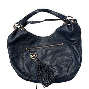 Michael Kors Navy Hobo Pebble Leather MK Tassel  Hobo Purse Large Bag Satchel